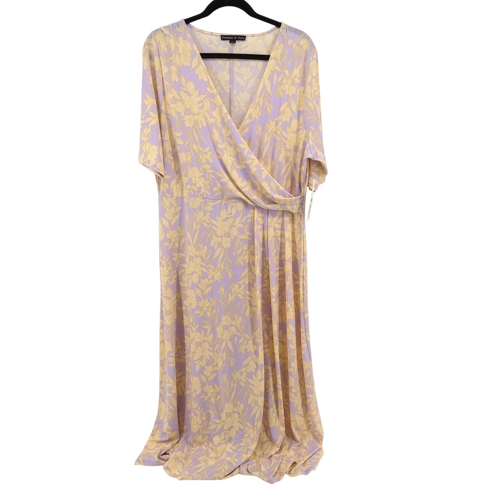 Preston & York Dress Faux Wrap Floral XL Purple Womens‎ Maxi Summer Casual